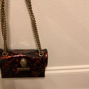 Kurt Geiger Brown and Gold Crossbody Bag with Chain Detailing